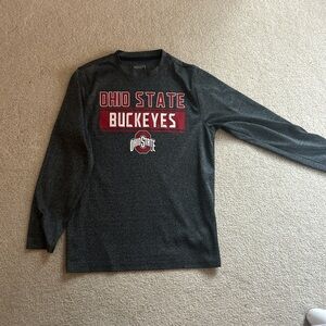 Varsity Gray Long Sleeve Tee with Red Accents